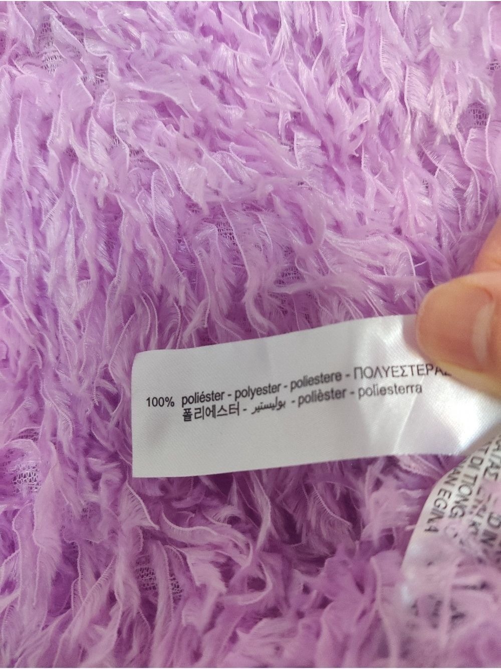 Zara Lilac Faux Fur Cropped Sweater Crewneck Fuzzy Plush S 0537 - Picture 5 of 7